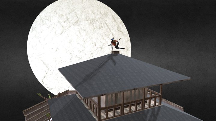 work@Temple, Man on roof, two bikes 3D Model