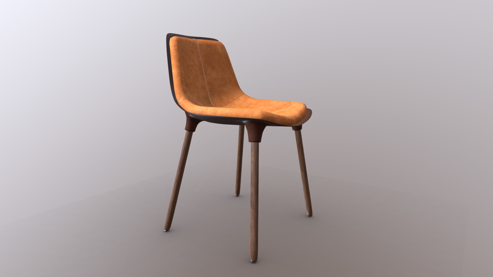 3D model Small Leather Dining Chair - This is a 3D model of the Small Leather Dining Chair. The 3D model is about a brown chair with a cushion.
