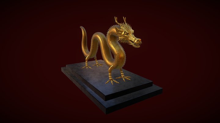 Chinese Dragon Statue 3D Model