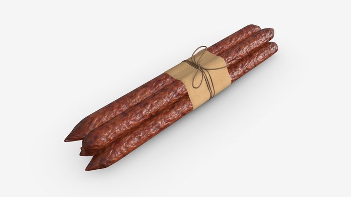 Dry Sausages Wrapped and Tied 3D Model