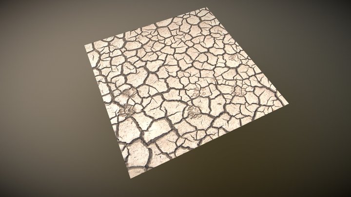 cracked soil  with animal footprints / texture – Free 3D Model STL