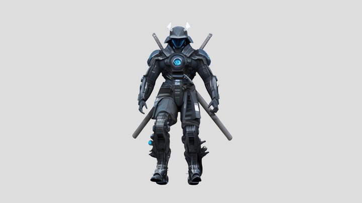 futuristic armored samurai warrior 3D Model