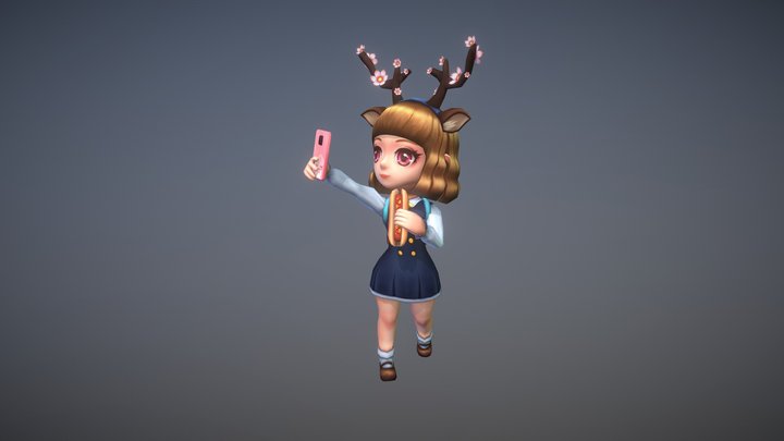 Flower Deer Girl 3D Model
