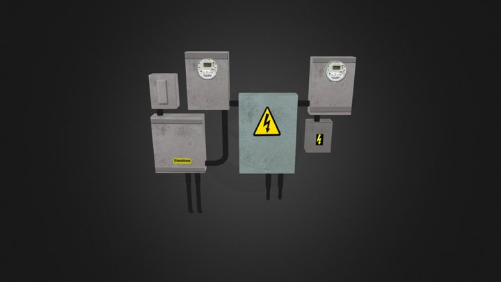 Electric Meter with fuse boxes 3D Model
