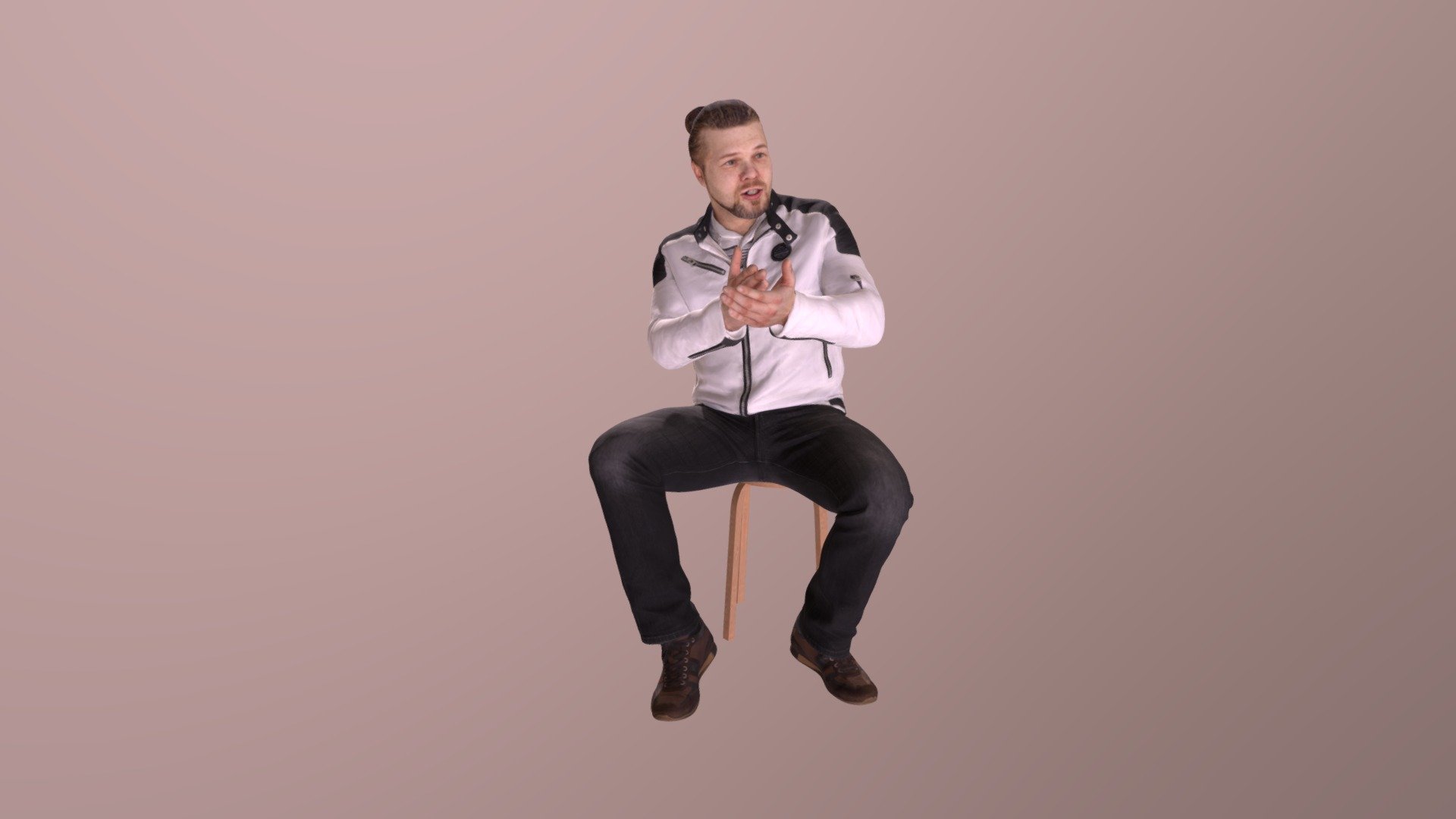 Casual Sitting Man Kamil Explaining Jacket