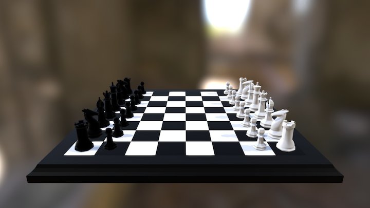 Chess Board and Pieces 3D Model