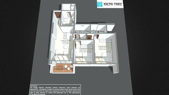 KALPATRU AURUM Apartment No 2 – Wing A1 3D Model