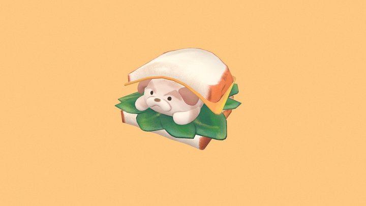 Sandwich with a dog 3D Model