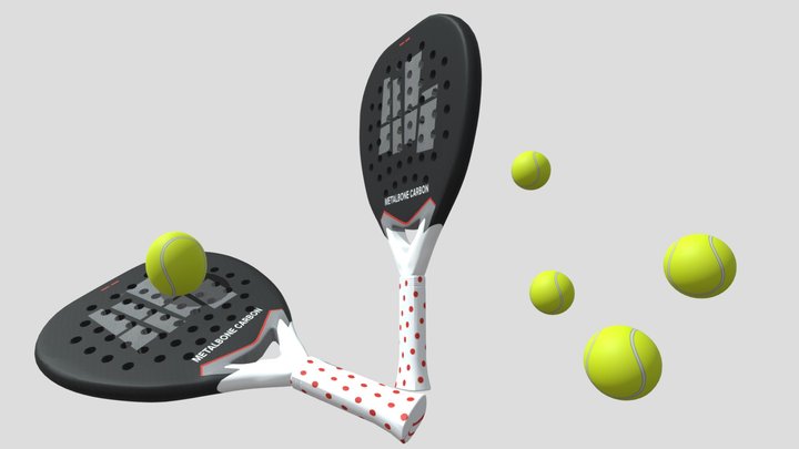 Paddle Tennis Racket & Balls | Game Asset 3D Model