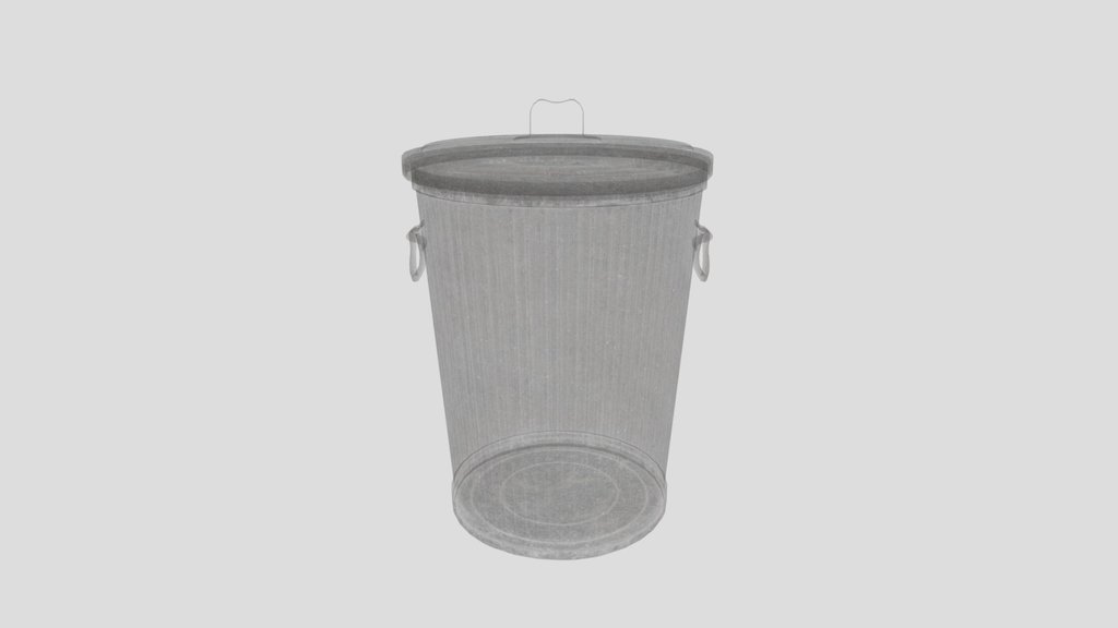Midcentury Galvanized Trash Can