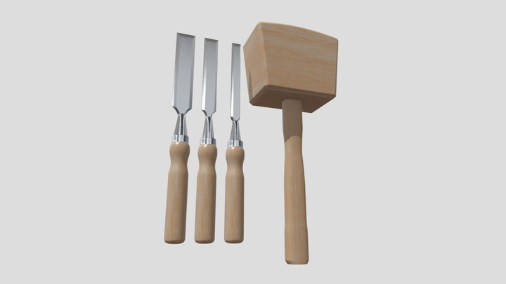Chisel Pack With Hammer 3D Model