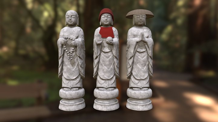 Kasa Jizō (笠地蔵), O-jizo-sama(お地蔵さま), Ksitigarbha 3D Model