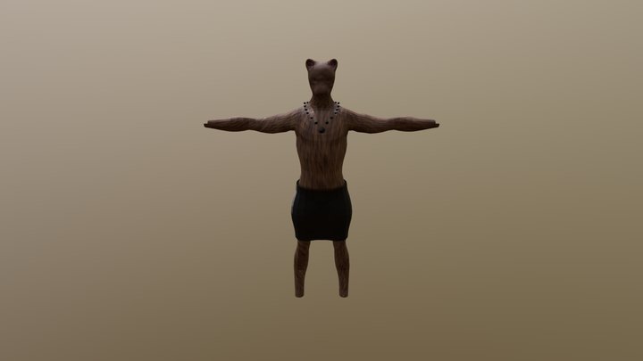Cat Monk, Necklace, and Loincloth 3D Model