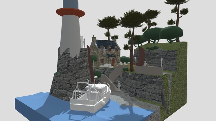 By the ocean - WIP Diorama 3D Model
