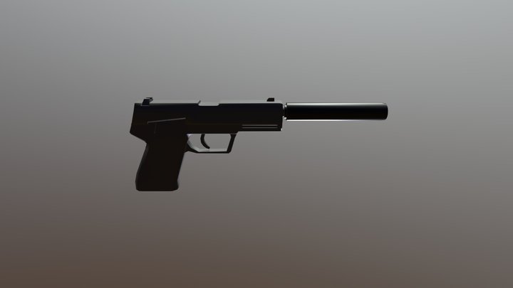 Pistol + silencer 3D Model