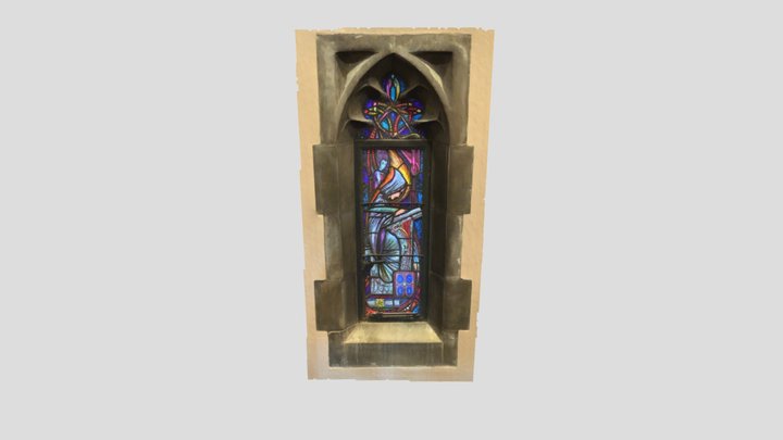 Scribe and Celtic figure stained glass window 3D Model