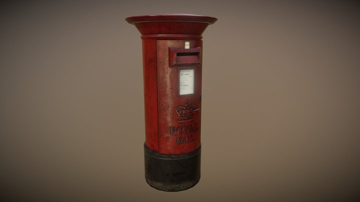 Pillar Box, british mail box 3D Model