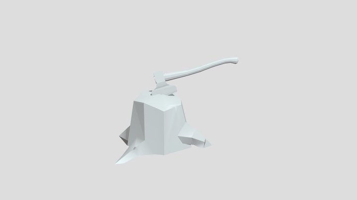 Axe in Stump 3D Model