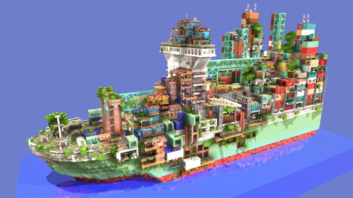 Settlement of abandoned container ships 3D Model