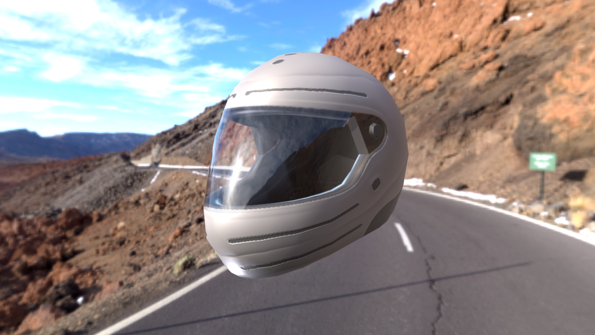 3D model Low-Poly Motorcycle Helmet - This is a 3D model of the Low-Poly Motorcycle Helmet. The 3D model is about a helmet on a road.