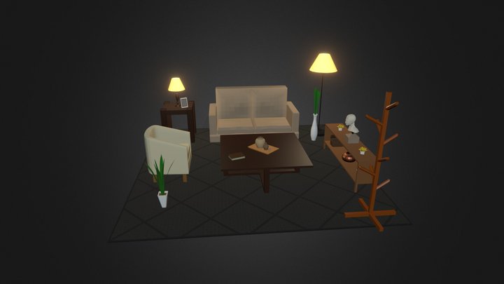 Polygon living room 3D Model