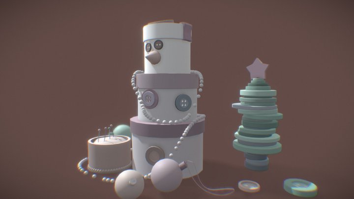 XYZ marathon - Festive retro snowman 3D Model