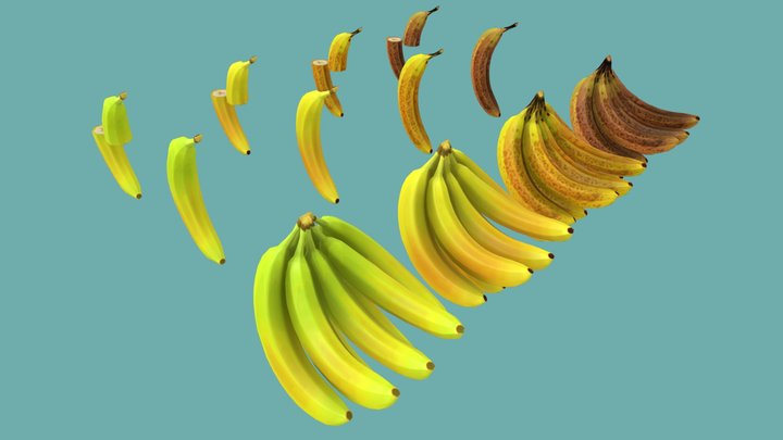 Bananas Hand Painted 3D Model
