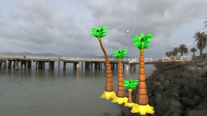 Palm Trees Low Poly 3D Model