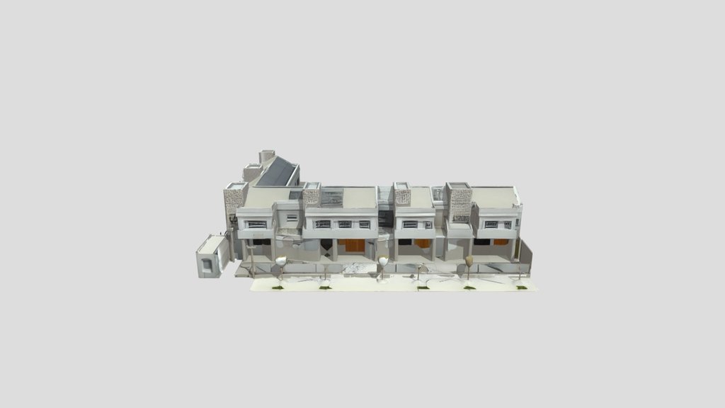 3D model of row townhouses.