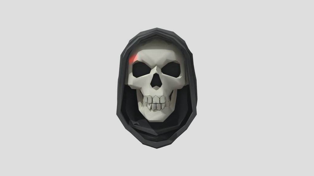 Dark Hooded Skull Mask Low Poly Mobile Ready