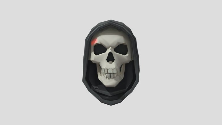 Dark Hooded Skull Mask Low Poly Mobile Ready 3D Model