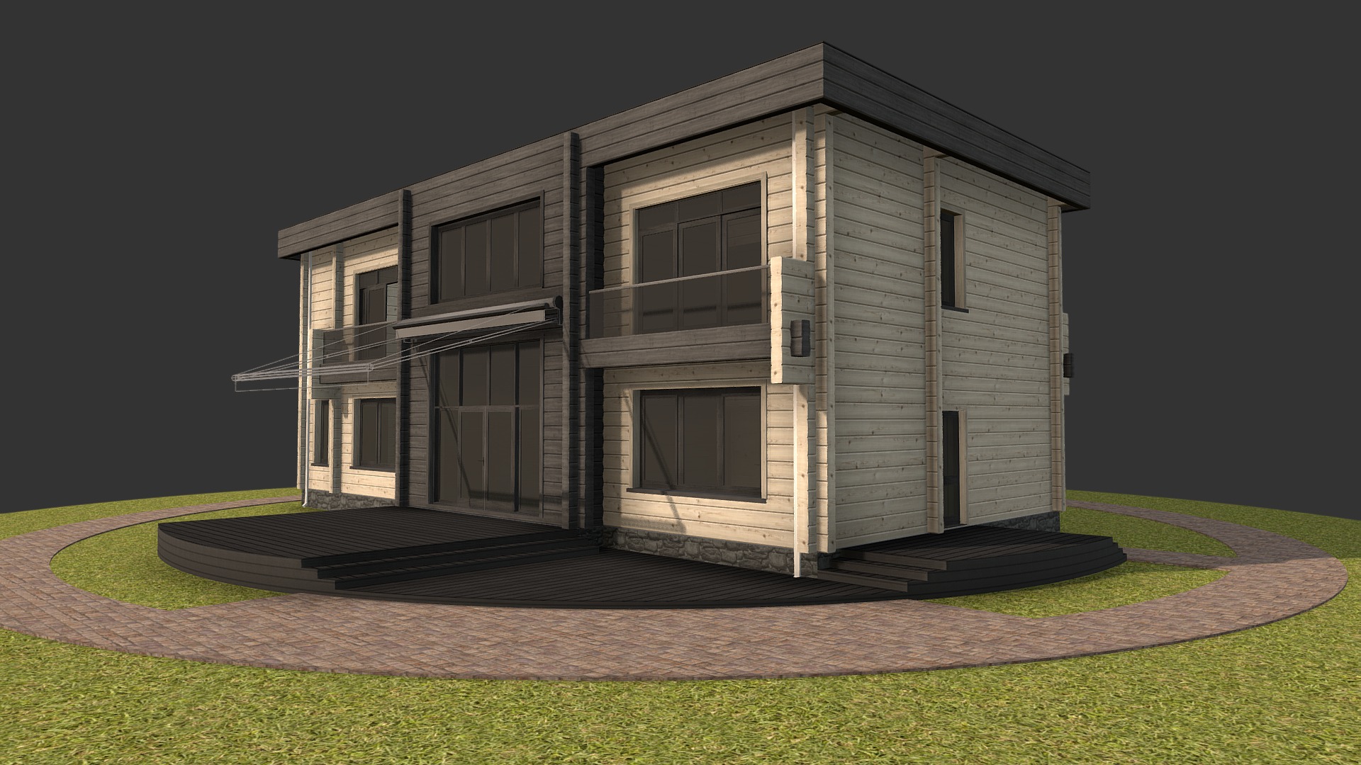 3D model Проект дома 2.0 - This is a 3D model of the Проект дома 2.0. The 3D model is about a house with a driveway.