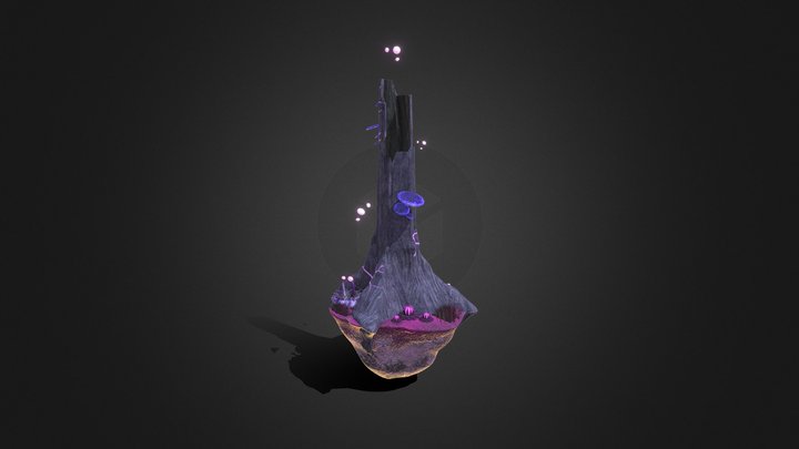 Alien Tree on Floating Rock 3D Model