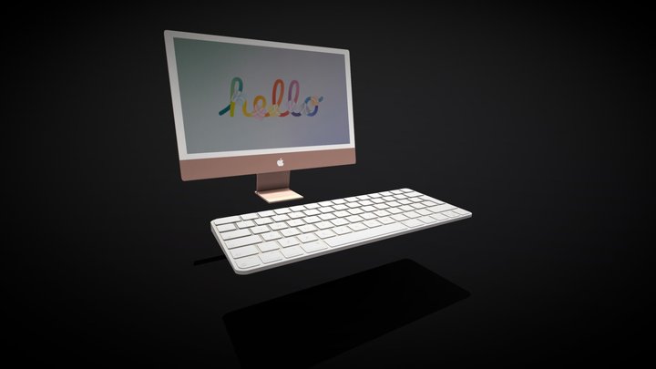 (FREE) Apple Imac with magic keyboard 3D Model