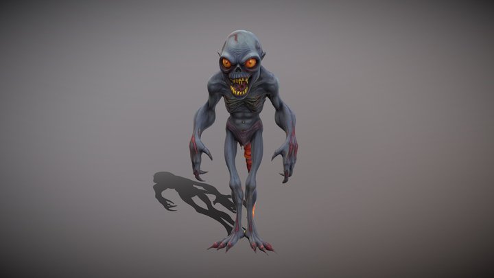 Zombie With Fire Tail 3D Model