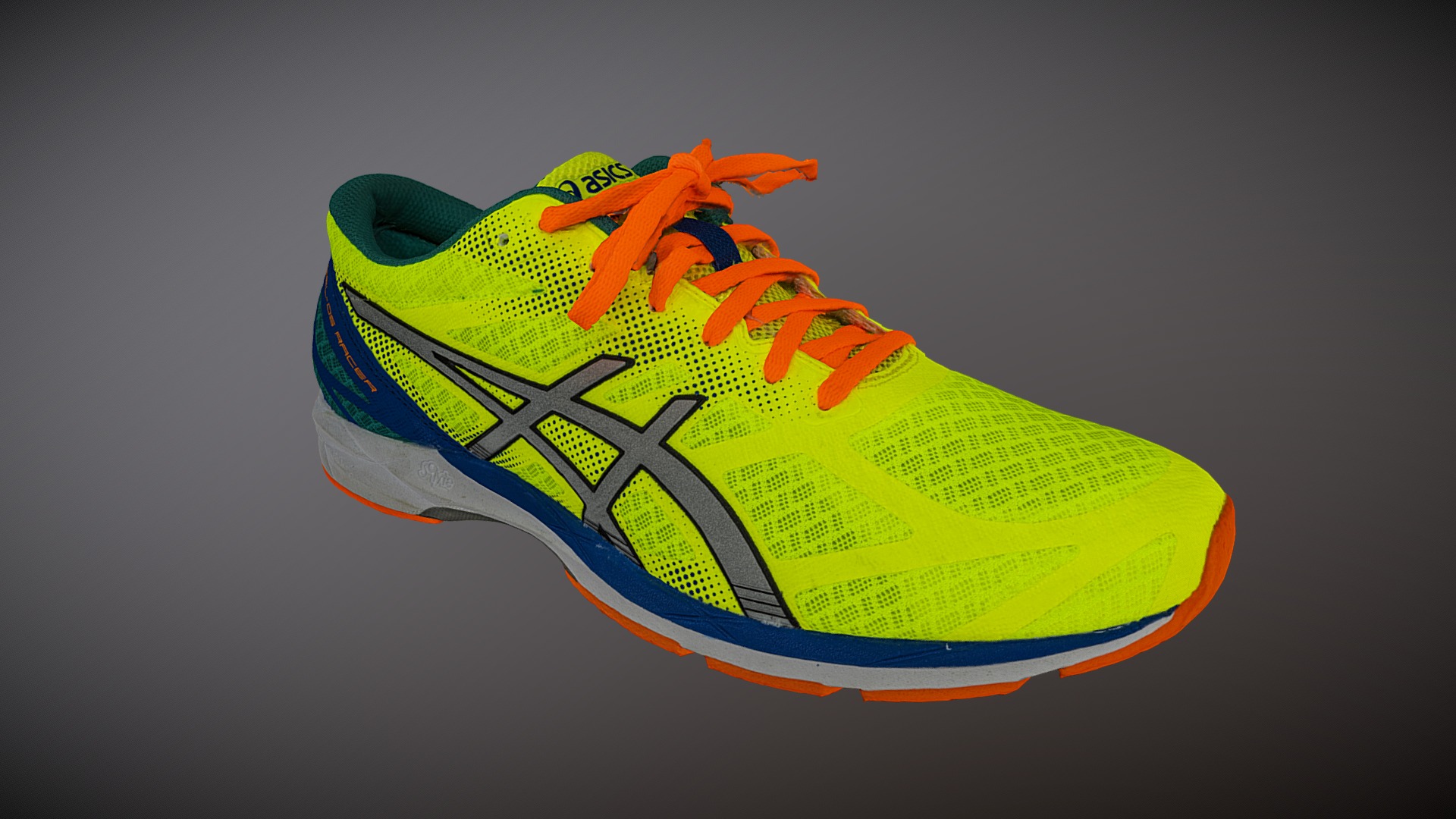 3D model Asics Gel DS Racer 10 photogrammetry scan - This is a 3D model of the Asics Gel DS Racer 10 photogrammetry scan. The 3D model is about a colorful shoe with a black sole.