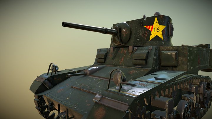 M3A1 Stuart Light Tank 3D Model