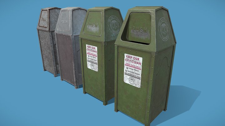 Simple Trash Can / Waste Bin, 3D CAD Model Library