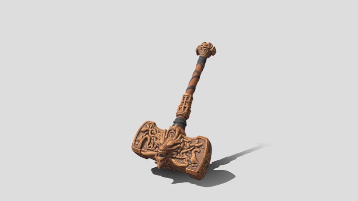 Ornate Dragon Hammer 3d Model