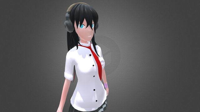 Anime school girl 3D Model