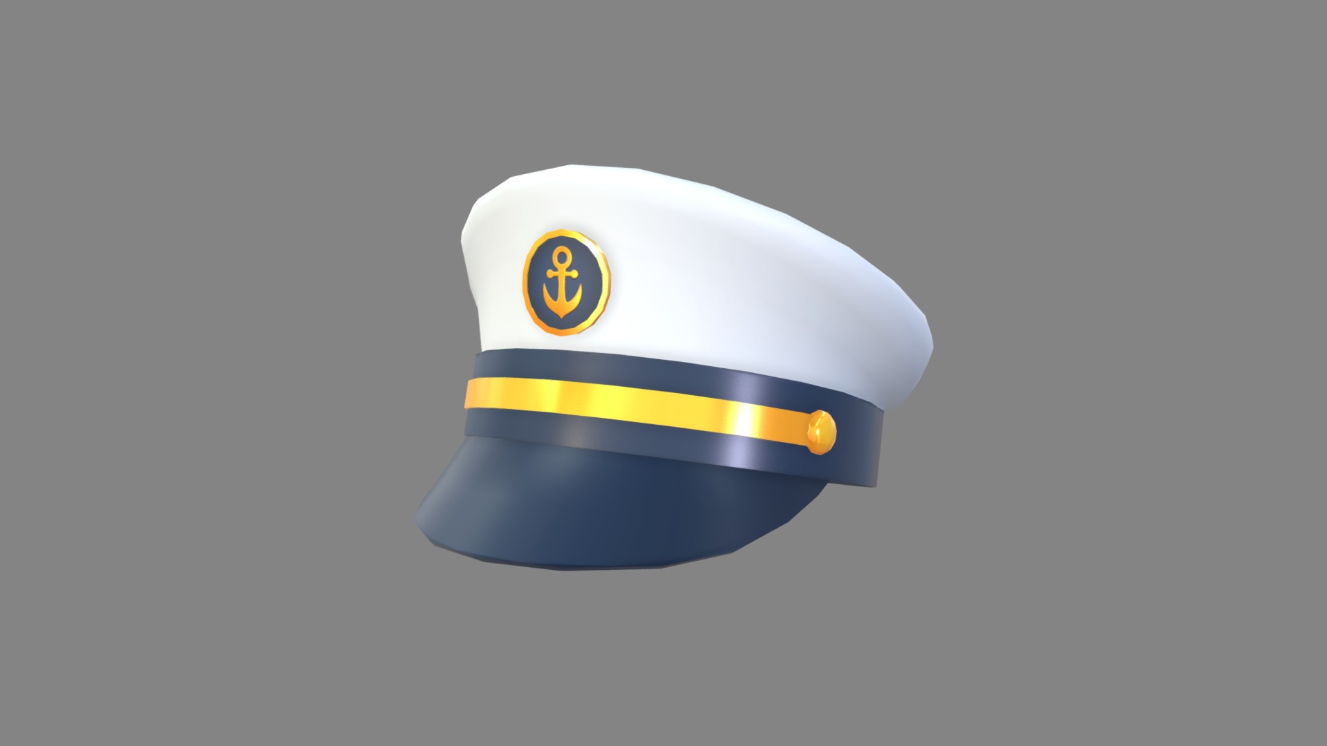 3D model Captain Hat - This is a 3D model of the Captain Hat. The 3D model is about a white and yellow object.