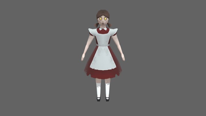 Low Poly Stylised Little Girl Character 512 3D Model