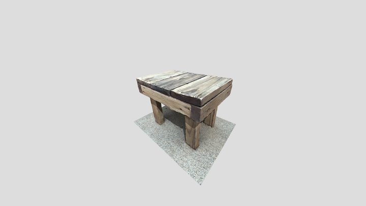 Small Wooden Stool 3D Model