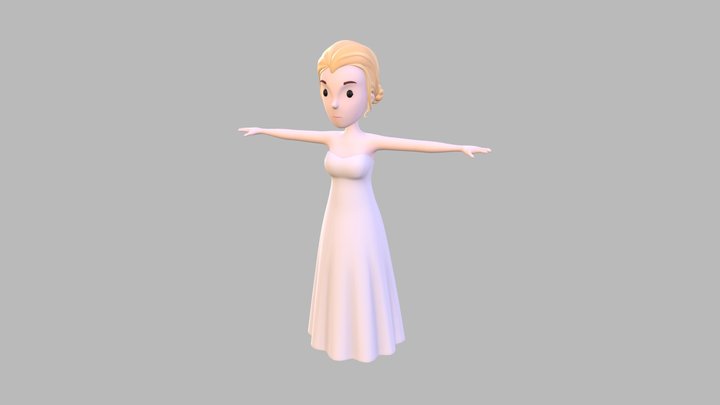 CartoonGirl015 Bride 3D Model