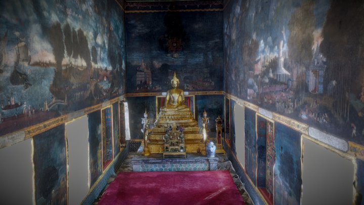 Wat Borom Niwat Thai temple 3D Model