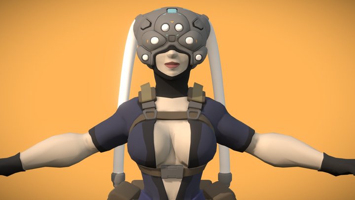 Cyber Ninja Assassin Girl 3D Model