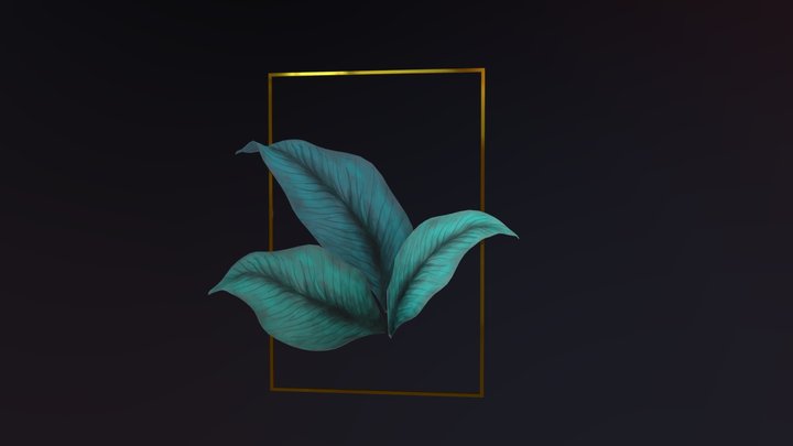 Handpainted Leaves Composition 3D Model