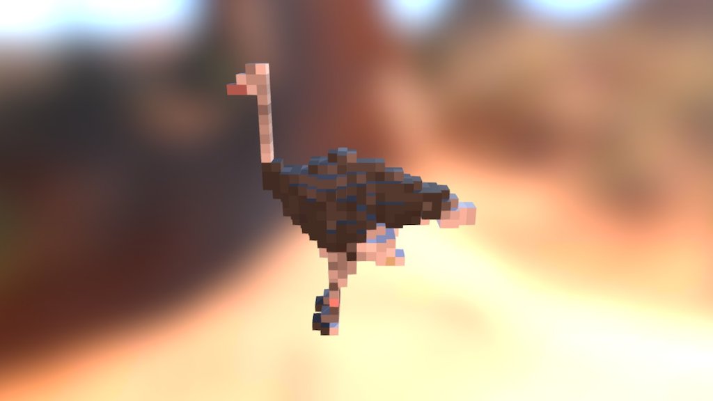 Ostrich Voxel — Sketchfab embed 3D viewer