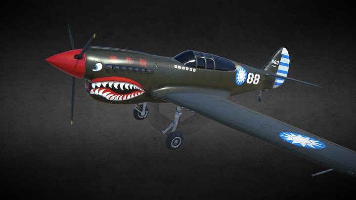 Curtiss P40 Airplane 3D Model