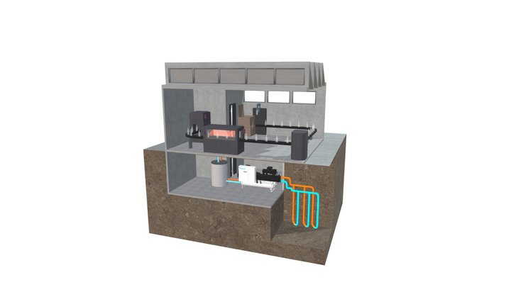 Water to water heat pump with groundsource 3D Model